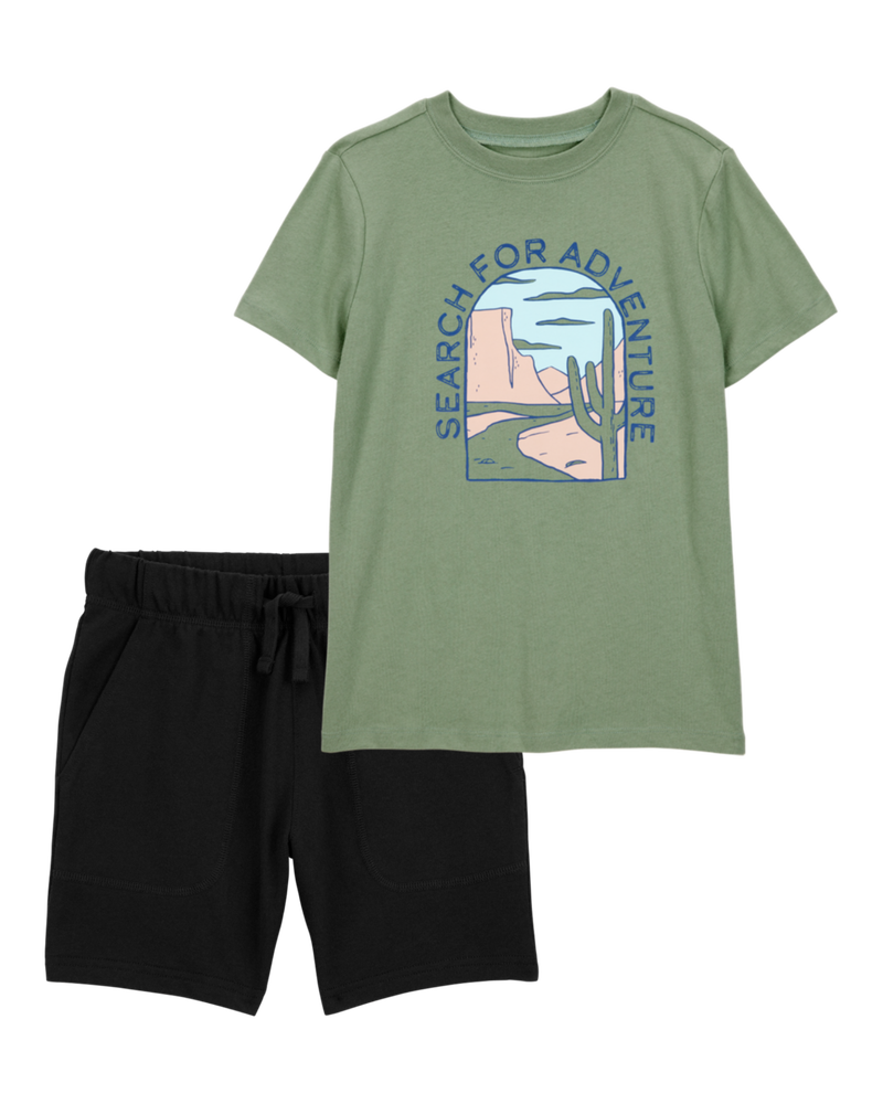Kid 2-Piece "Search For Adventure" Tee & French Terry Shorts Set, image 1 of 6 slides