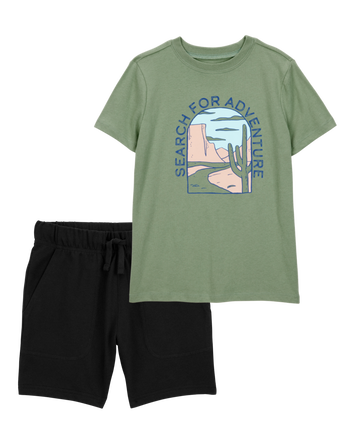 Kid 2-Piece "Search For Adventure" Tee & French Terry Shorts Set, 