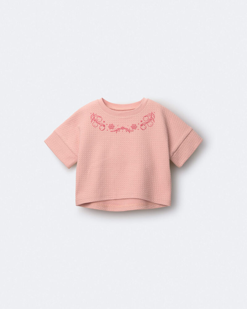 Toddler Girl High-Low Bubble Dolman Tee - Light Pink, image 2 of 5 slides