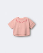 Toddler Girl High-Low Bubble Dolman Tee - Light Pink, image 2 of 5 slides