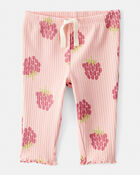 Baby Girl Raspberry Print Cotton Pull-On Pants - Pink, image 1 of 4 slides