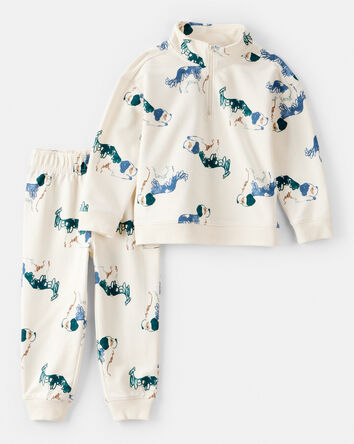 Toddler Boy 2-Piece Dog French Terry Zip-Up Jacket & Jogger Pant Set, 