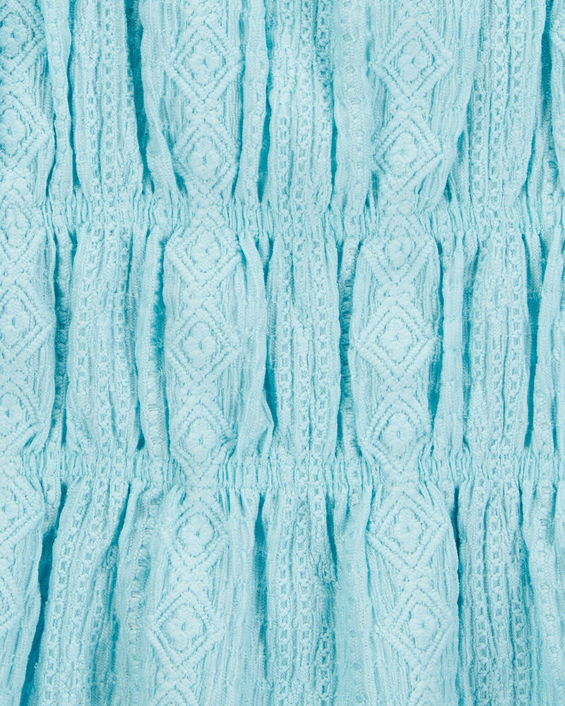 Kid 2-Piece Ruched Textured Tank & Pull-On Smocked Shorts Set - Blue, image 4 of 7 slides