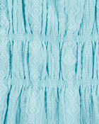 Kid 2-Piece Ruched Textured Tank & Pull-On Smocked Shorts Set - Blue, image 4 of 7 slides