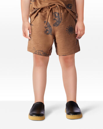 Toddler Desert Print Pull-On Cotton Shorts - Brown, 