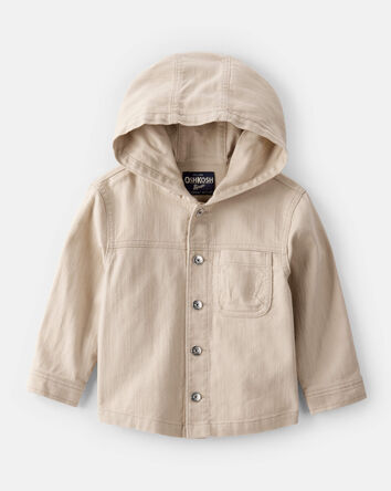 Toddler Boy Hooded Denim Jacket - Khaki, 