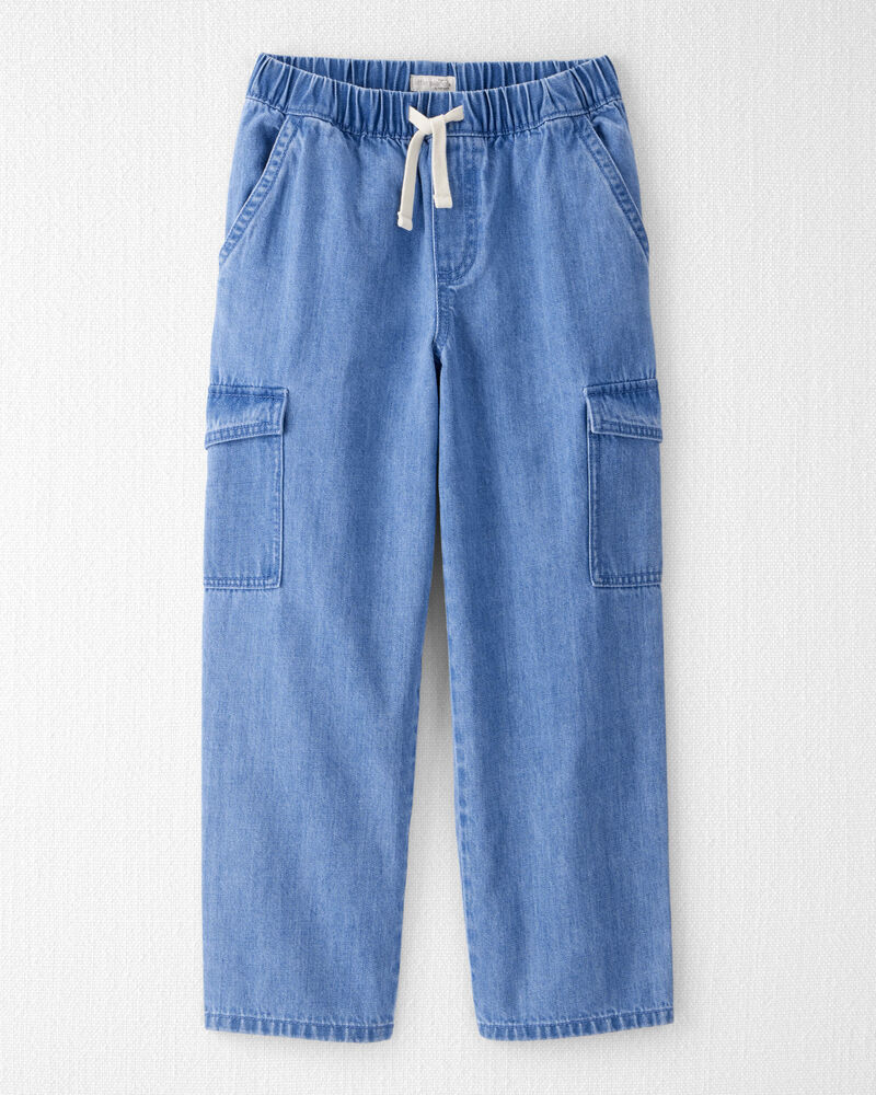 Kid Organic Cotton Denim Cargo Pants, image 1 of 6 slides