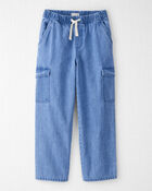 Kid Organic Cotton Denim Cargo Pants, image 1 of 6 slides