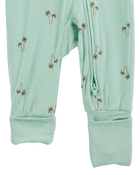 Baby Boy Palm Tree Print 2-Way Zip PurelySoft Convertible Foot Sleep & Play Pajamas - Mint, image 3 of 7 slides