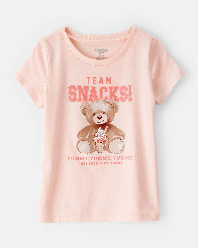 Toddler Girl Team Snacks Bear Short-Sleeve Graphic Tee - Pink, image 1 of 3 slides