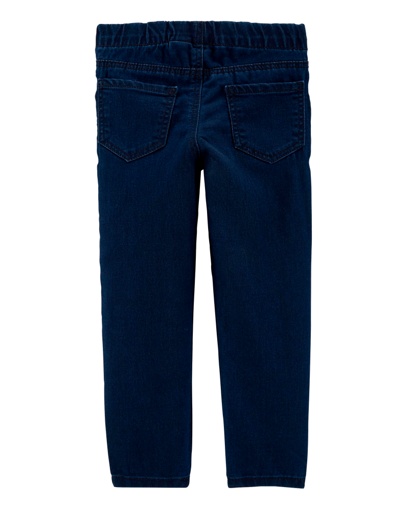 Toddler Dark Wash Elastic-Waist Jeggings, image 2 of 4 slides
