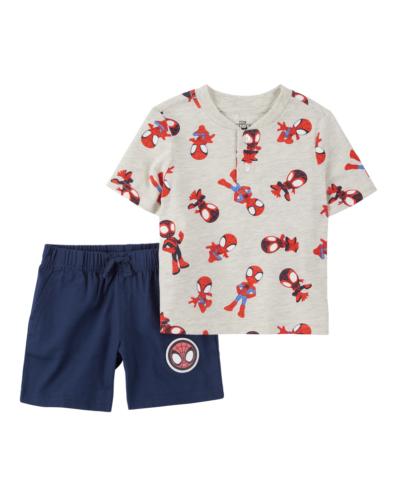 Baby 2-Piece Spider-Man Outfit Set - Heather/Navy, image 1 of 3 slides