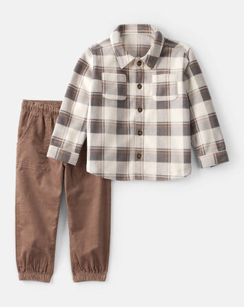 Toddler Boy Plaid Long-Sleeve Tee & Pant Set, 