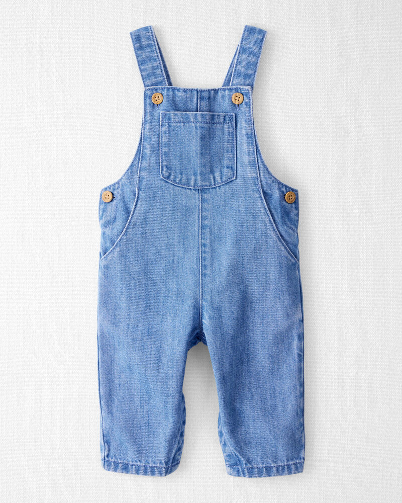 Baby Organic Cotton Denim Overalls, image 1 of 6 slides