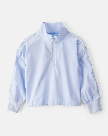 Girls Long-Sleeve Quarter-Zip Windbreaker - Blue, 