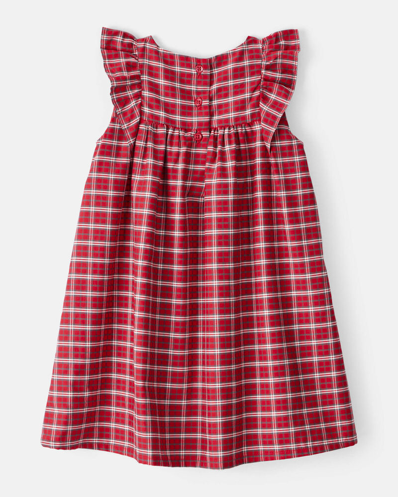 Toddler Girl Plaid Cotton Sleeveless Occasion Dress - Red, image 3 of 5 slides
