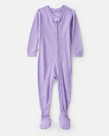 Baby Girl PurelySoft Long-Sleeve 2-Way Zip 1-Piece Pajamas - Purple, 