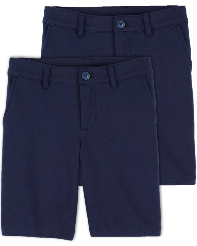 Kid 2-Pack Ponte Knit Uniform Shorts, image 1 of 4 slides