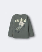 Toddler Boy Chillin' Long-Sleeve Relaxed Graphic Tee - Olive, image 6 of 7 slides