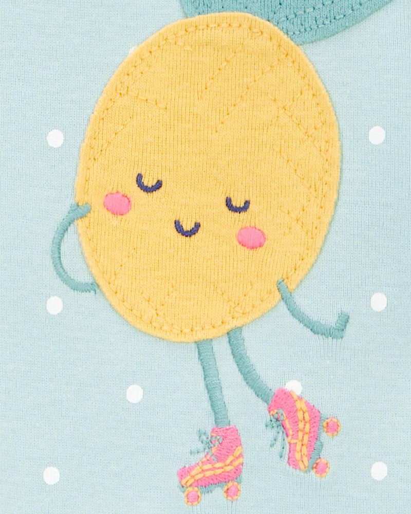 Baby Girl 1-Piece Pineapple 100% Snug Fit Cotton Footie Pajamas - Green, image 2 of 3 slides