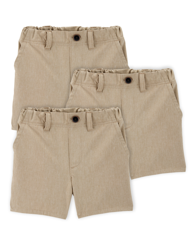 Toddler 3-Pack Active Pull-On Uniform Shorts - Khaki, image 1 of 8 slides