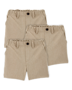 Toddler 3-Pack Active Pull-On Uniform Shorts - Khaki, image 1 of 8 slides