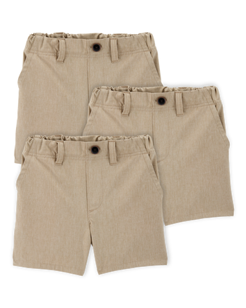 Toddler 3-Pack Active Pull-On Uniform Shorts - Khaki, 