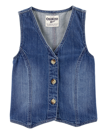 Kid Iconic Denim Button-Down Vest - Blue, 