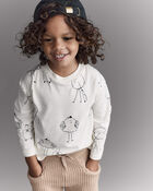 Toddler Neutral Travel Squish Character Long-Sleeve Graphic Tee - Cream, image 1 of 6 slides