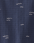 Baby Textured Organic Cotton Romper in Waves, image 4 of 5 slides