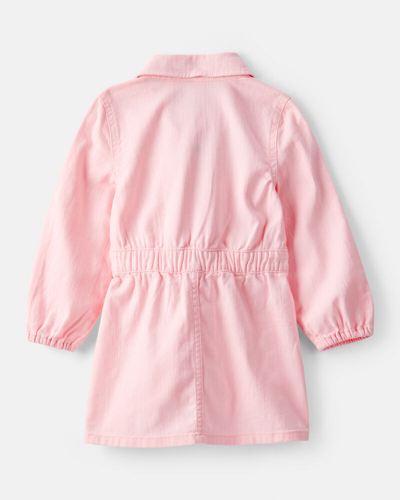 Toddler Girl Embroidered Cotton Long-Sleeve Dress - Pink, image 2 of 5 slides