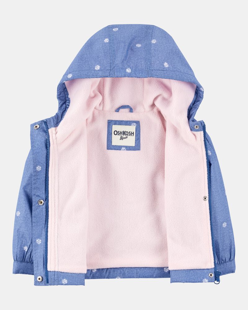 Toddler Girl Daisy-Print Chambray Jacket - Blue, image 2 of 3 slides