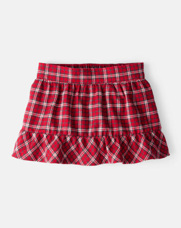 Baby Girl Plaid Cotton Skort - Red, 