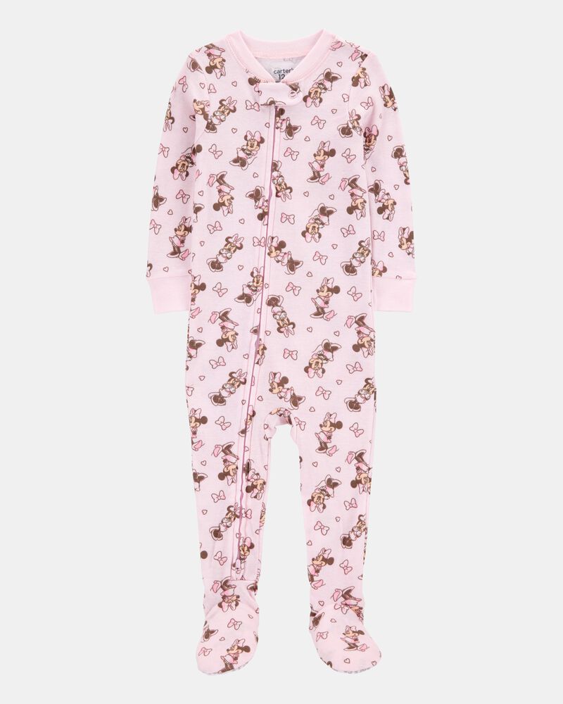 Baby Disney&copy; Minnie Mouse Snug Fit Cotton Footie 1-Piece Pajamas - Pink, image 1 of 3 slides