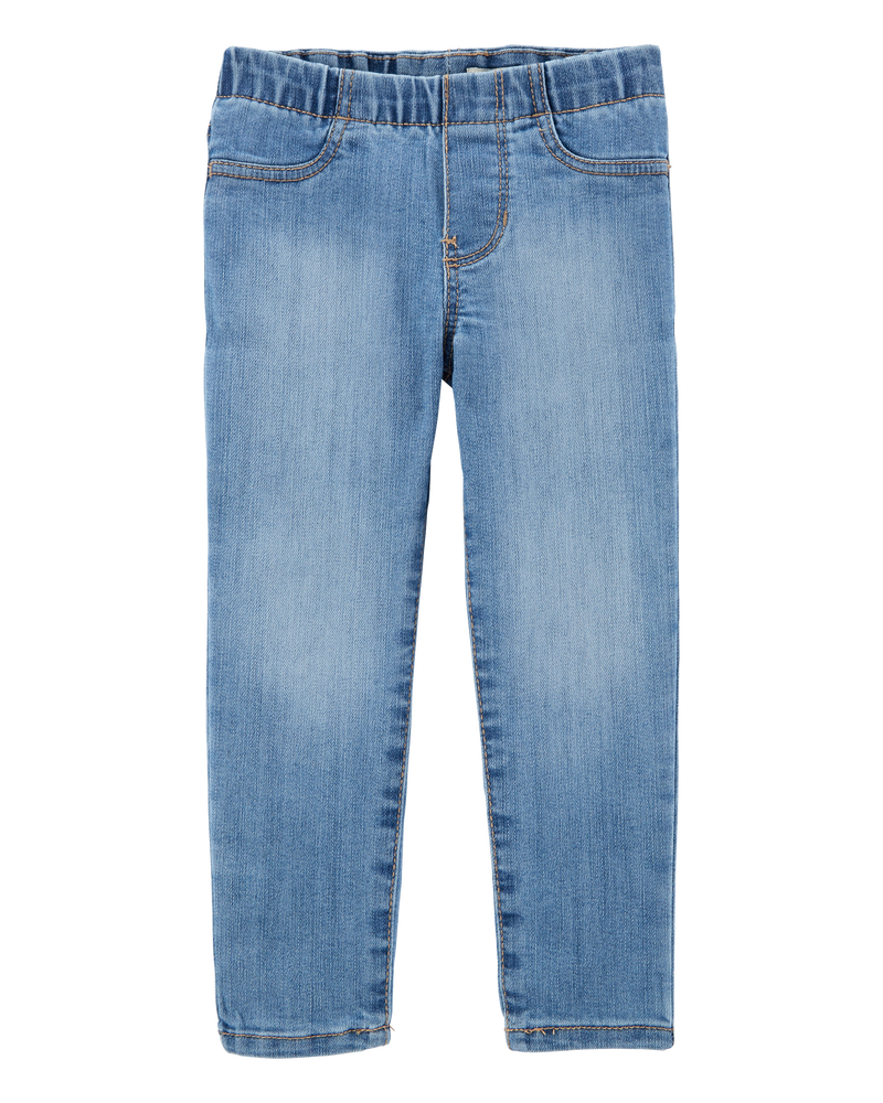 Baby Medium Wash Elastic-Waist Jeggings, image 1 of 4 slides