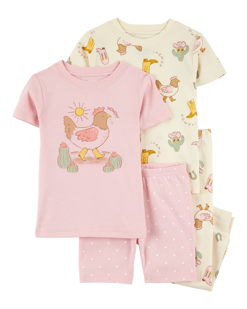 Baby Girl 2-Piece Western Chicken 100% Snug Fit Cotton Pajamas - Pink, image 1 of 4 slides