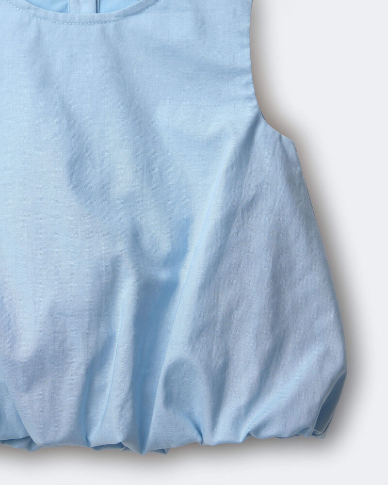 Toddler Girl Bubble Hem Top - Blue, image 5 of 5 slides