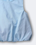 Toddler Girl Bubble Hem Top - Blue, image 5 of 5 slides