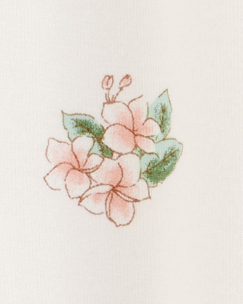 Baby Girl Tropical Print 2-Way Zip PurelySoft Convertible Foot Sleep & Play Pajamas - Ivory, image 4 of 7 slides