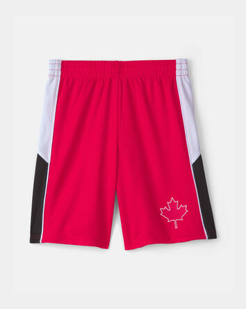 Kids Umbro Canada Mesh Soccer Shorts - Red/White/Black, 
