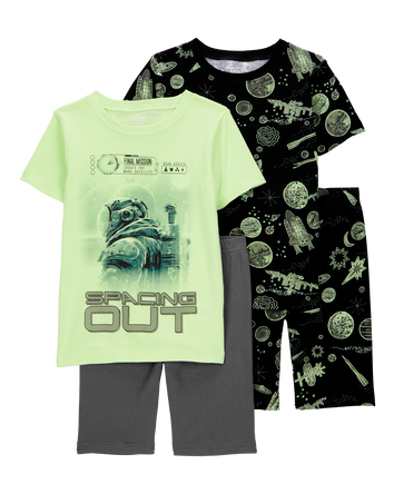 Boys Space Print Snug Fit 4-Piece Pajamas, 