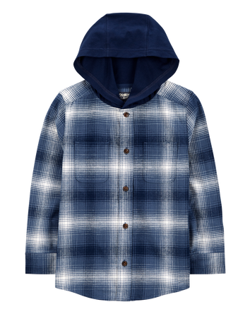 Kid Plaid Button-Front Shacket, 