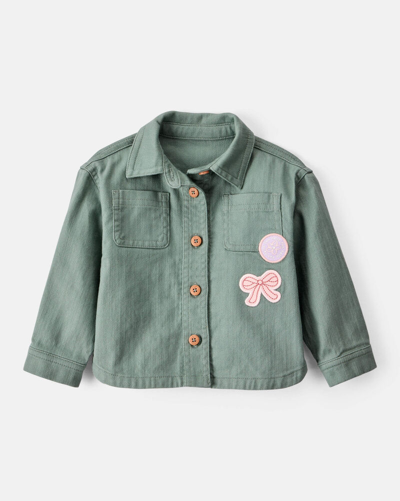 Baby Girl Patchwork Cotton Long-Sleeve Utility Fashion Jacket - Green, image 1 of 4 slides