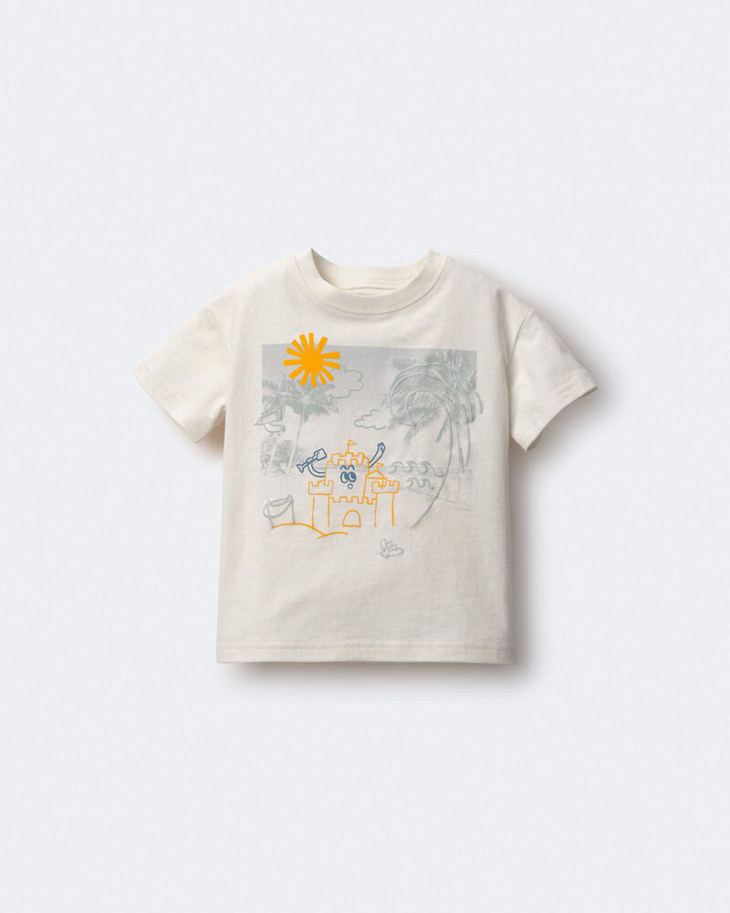 Toddler Relaxed Graphic Tee in Beach Print - Cream, image 2 of 6 slides