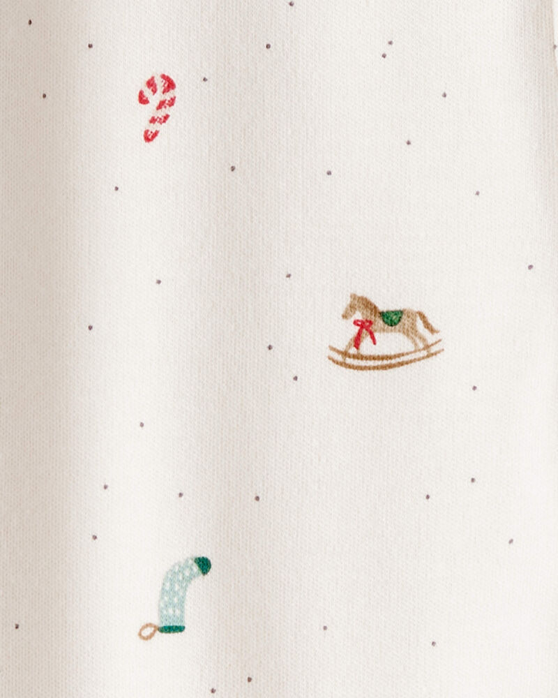 Baby 2-Pack Christmas 100% Cotton Snug Fit 2-Way Zip Sleep & Play Pajamas -Green/White, image 4 of 7 slides