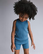 Toddler Girl Ribbed Playtime Tank Top - Blue, image 3 of 5 slides