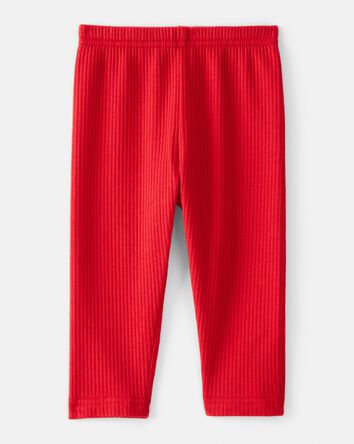 Baby Girl Pull-On Stretch Rib Leggings - Red, 