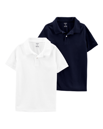 Boys 2-Pack Piqu&eacute; Polos - Navy/White, 