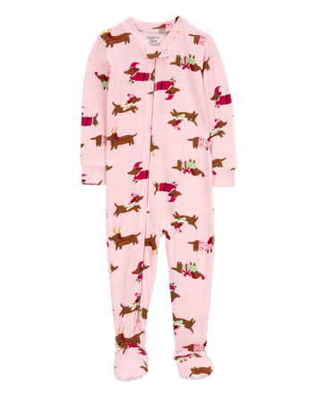 Baby Girl 1-Piece Christmas Dog PurelySoft Footie Pajamas, 