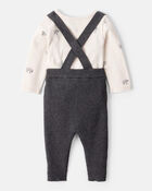 Baby Boy Sheep Print Cotton Long-Sleeve Overall Set - White/Grey, image 2 of 6 slides